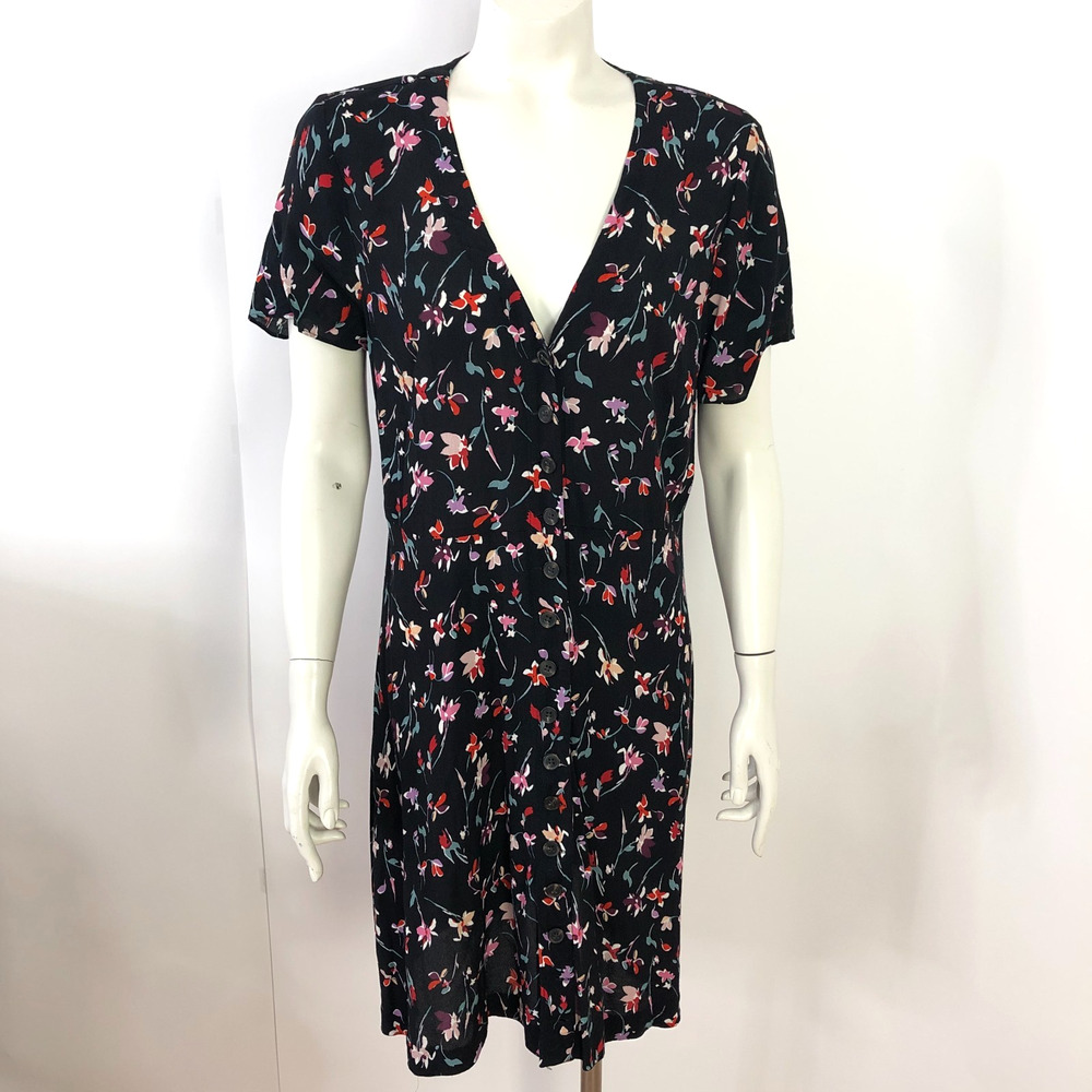 Madewell 10 A-Line Button Front Mini Dress Women's AL275 Black